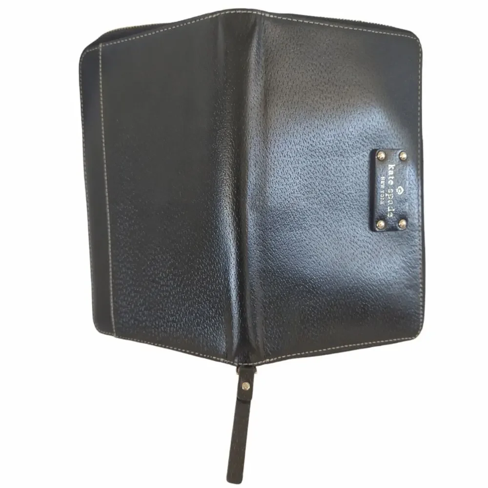 KATE SPADE Leather Wellesley Travel Wallet Zip Around for Passport & Documents
